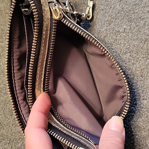 Coach Poppy black fabric w/silver metallic trim & strap, zip closure - Picture 8 of 8